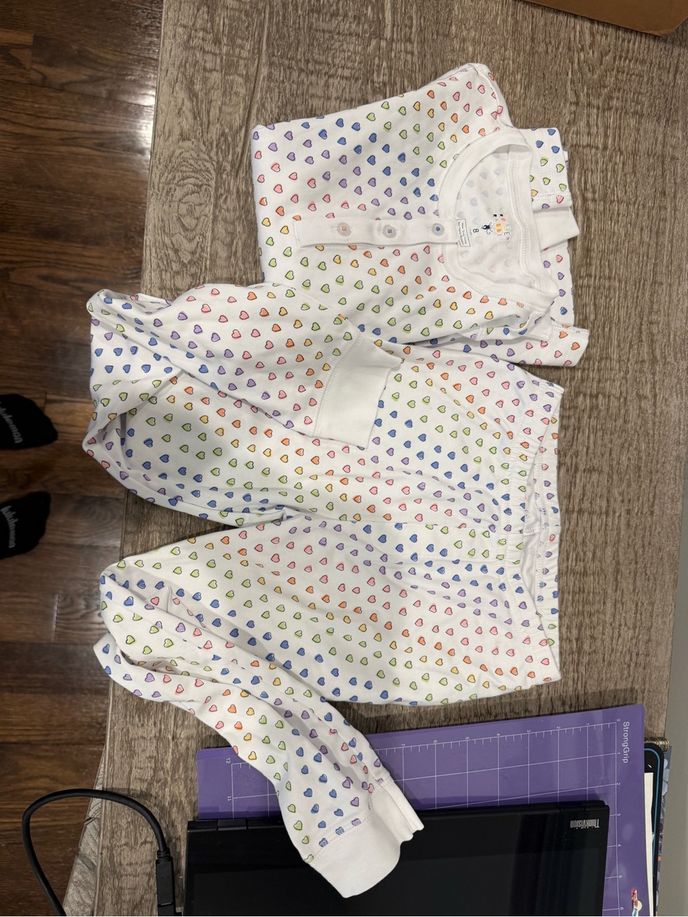 Roller Rabbit White Rainbow Heart Print Kids Pajama Set